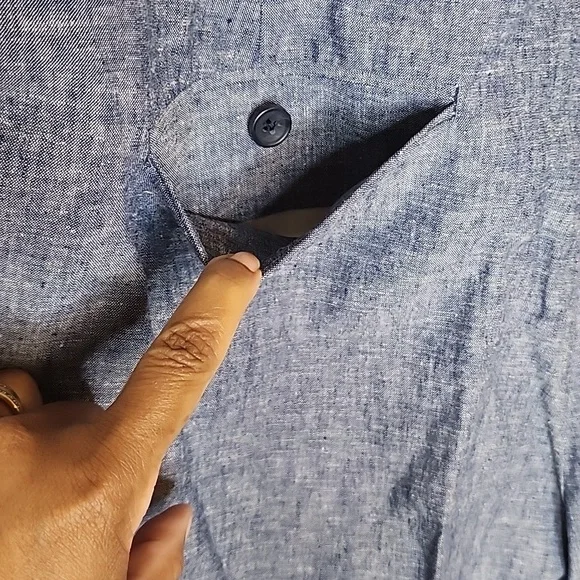 Banana Republic Mens Linen Blend Classic Fit  Blue White Trousers  Size 35 30 - Picture 6 of 11